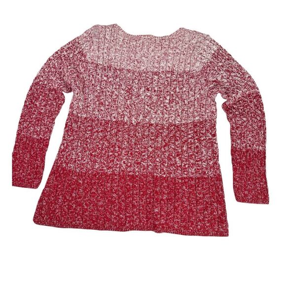 Talbots XL Red Ombre Colorblock Sweater Cotton Pullover - Picture 2 of 5